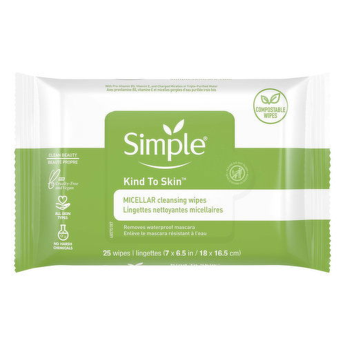 Simple Kind to Skin Cleansing Wipes, Micellar