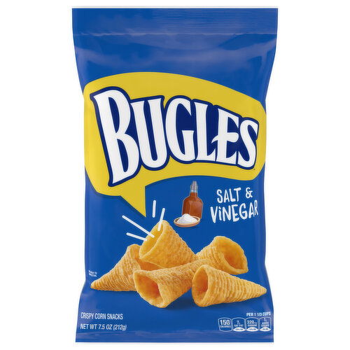 Bugles Corn Snacks, Salt & Vinegar, Crispy