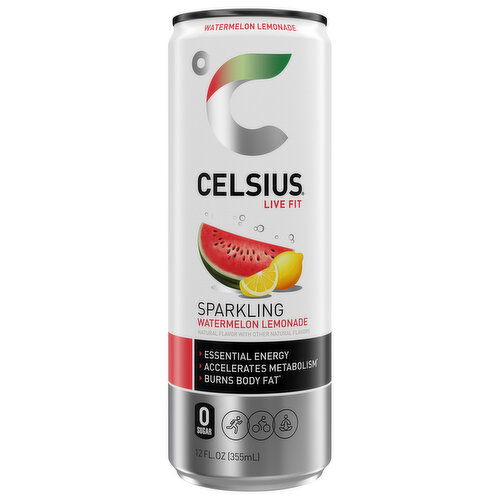 Celsius Live Fit Energy Drink, Sparkling, Watermelon Lemonade