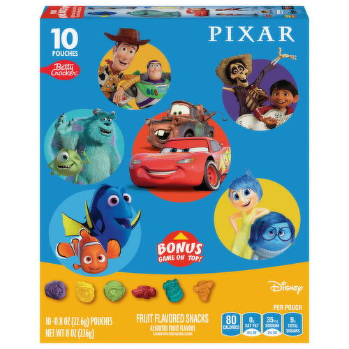 Betty Crocker Fruit Flavored Snacks, Assorted Fruit Flavors, Pixar