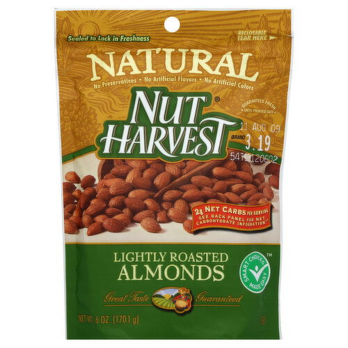 Nut Harvest Natural Almonds, Lightly Roasted