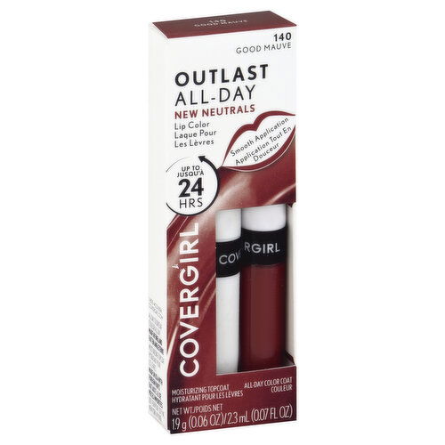 CoverGirl Outlast All-Day Lip Color with Topcoat, Good Mauve 140