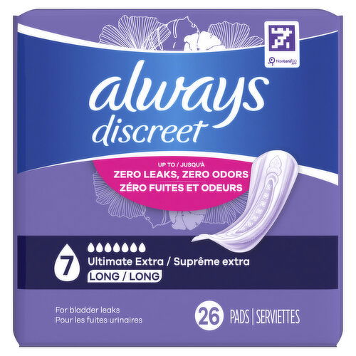 Always Discreet Discreet Pads, Ultimate Extra Protect Absorbency, Long Length