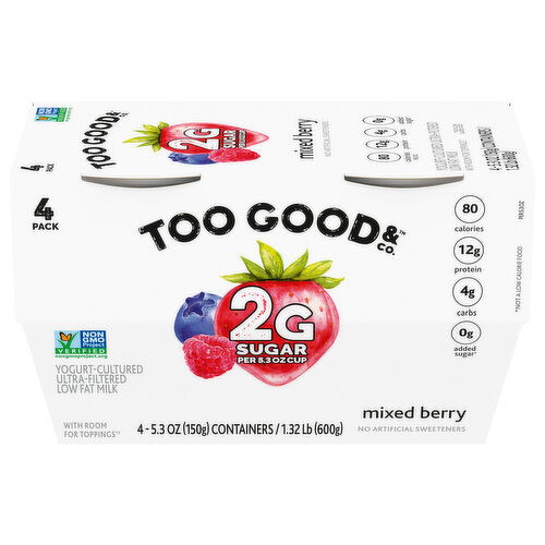 Too Good & Co. Yogurt, Mixed Berry, Ultra-Filtered, Low Fat