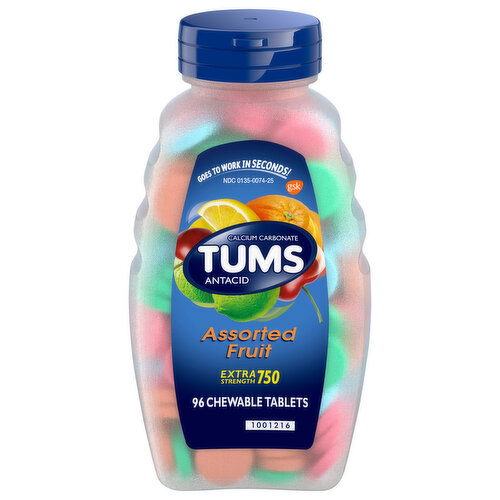 Tums Chewable Tablets Extra Strength Assorted Fruit 750 Antacid