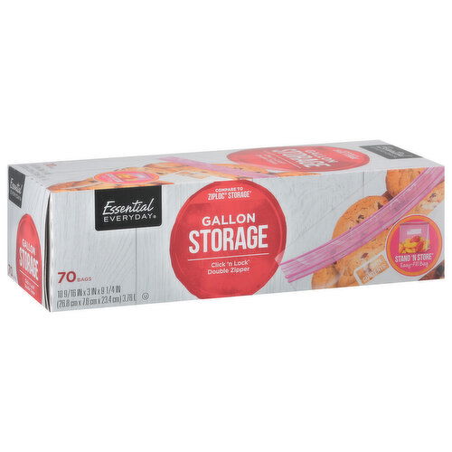 Essential Everyday Storage Bags, Double Zipper, Gallon
