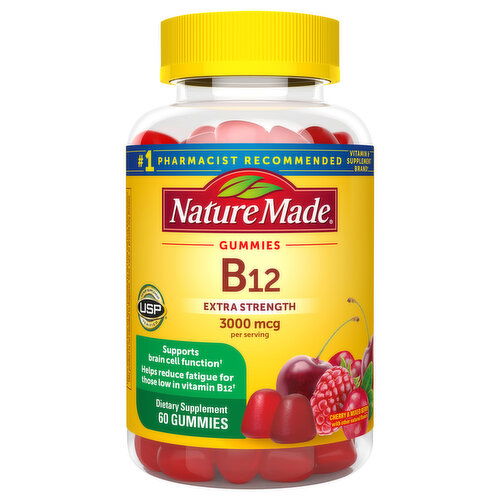 Nature Made Vitamin B12, Cherry & Mixed Berry, Extra Strength, 3000 mcg, Gummies