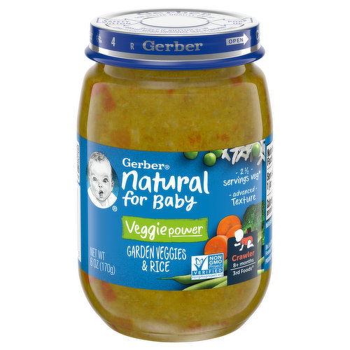 Gerber Natural for Baby Garden Veggies & Rice, Veggie Power, Crawler (8+ Months) 3rd Foods