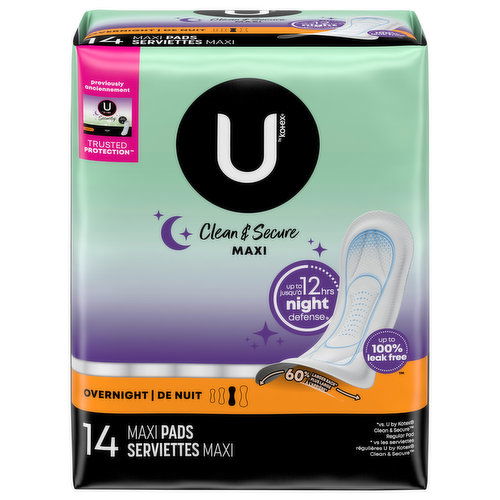 U by Kotex Pads, Maxi, Overnight