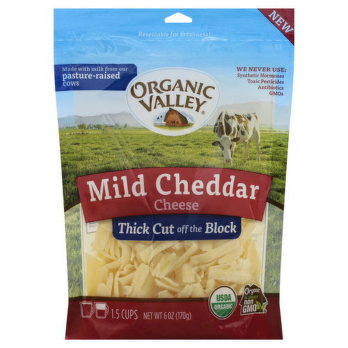 Organic Valley Cheese, Mild Cheddar, Thick Cut Off The Block