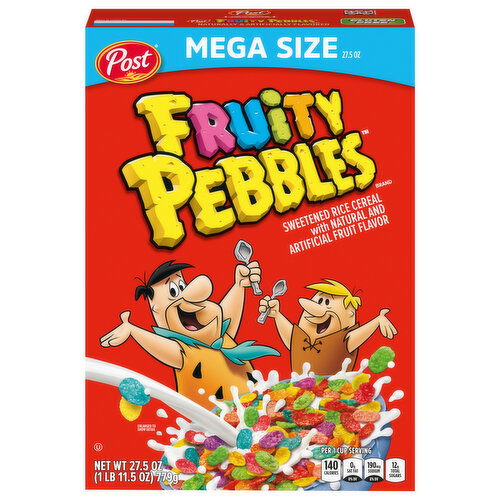 Fruity Pebbles Cereal, Fruit Flavor, Mega Size