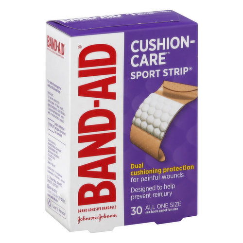 Band Aid Cushion-Care Bandages, Sport Strip, All One Size