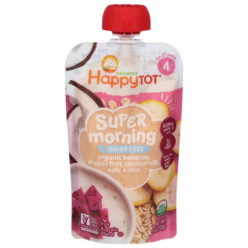 Happy Tot Organics 4 (For 2+ Years) Super Morning Dairy Free Fruit & Grain Blend