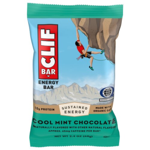 CLIF BAR - Cool Mint Chocolate with Caffeine - Made with Organic Oats - Energy Bars - Non-GMO - Plant Based Protein Bars (1 Count)