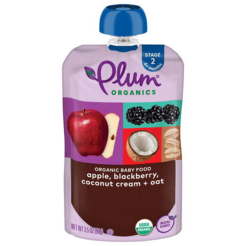 Plum Organics Stage 2 Organic Apple, Blackberry, Coconut Cream + Oat