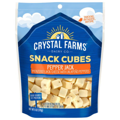 Crystal Farms Cheese, Pepper Jack, Snack Cubes