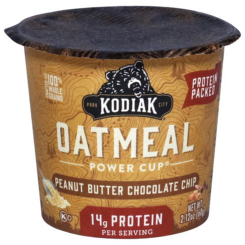 Kodiak Power Cup Oatmeal, Peanut Butter Chocolate Chip, Protein Packed