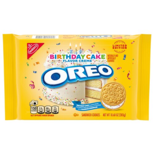 OREO Golden Birthday Cake Creme Sandwich Cookies, Limited Edition