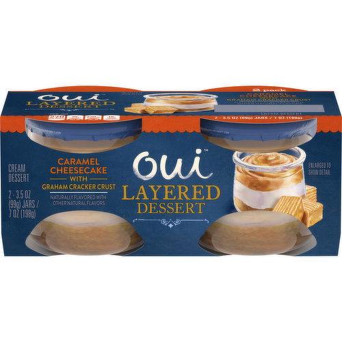 Oui Layered Dessert, Caramel Cheesecake with Graham Cracker Crust, 2 Pack