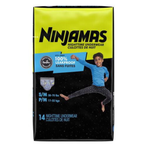 Ninjamas Nighttime Bedwetting Underwear Boy Size S/M