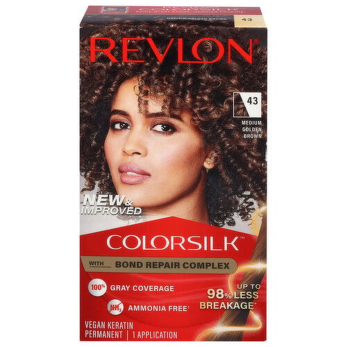 Revlon Colorsilk 43 Medium Golden Brown Vegan Keratin Permanent Hair Color