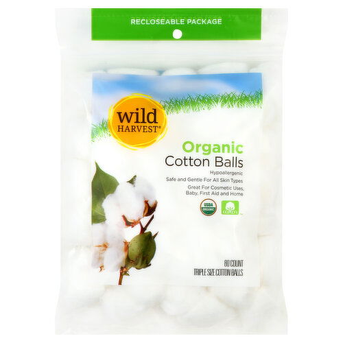 Wild Harvest Cotton Balls, Organic, Triple Size