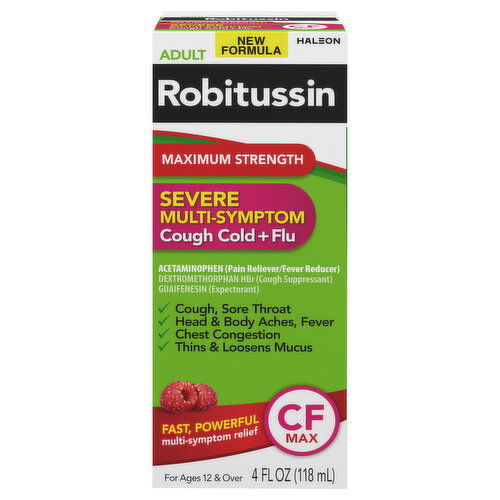 Robitussin Cough Cold + Flu, Severe, Maximum Strength, Multi-Symptom, Adult