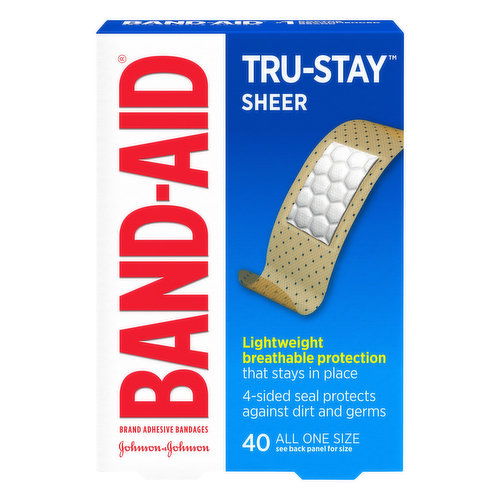 Band Aid Tru-Stay Bandages, Adhesive, Sheer, All One Size