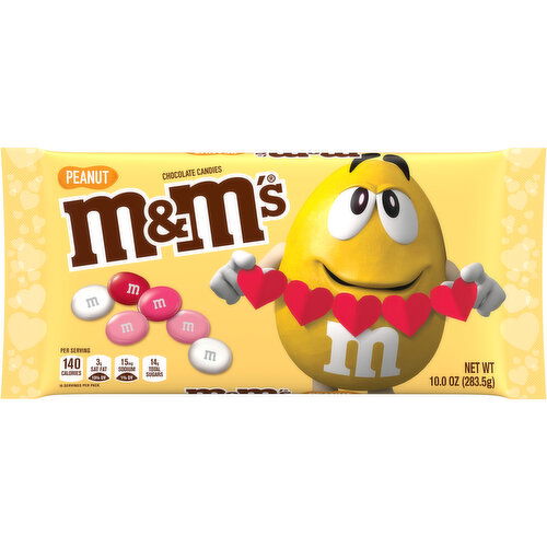 M&M'S M&M’S Peanut Milk Chocolate Valentine’s Day Candy Assortment, 10 oz Bag