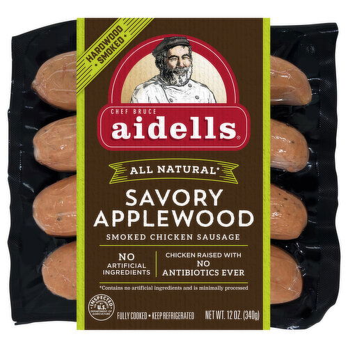 Aidells Savory Applewood Hardwood Smoked Chicken Sausage Links, 4 Count