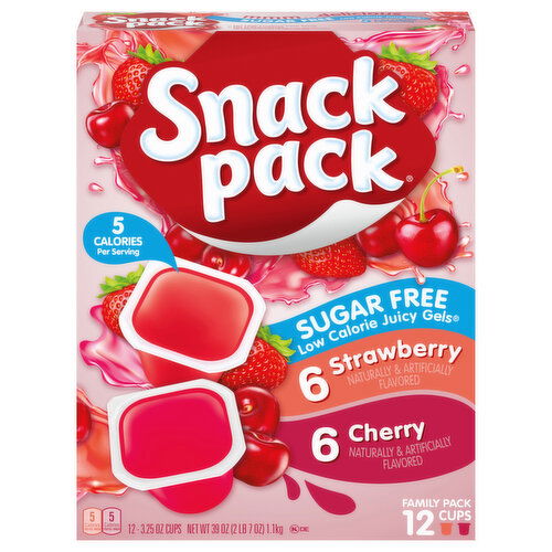 Snack Pack Low Calorie Sugar Free Strawberry/Cherry Juicy Gels Family Pack