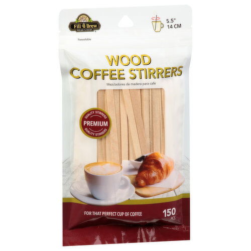 Fill 'n Brew Coffee Stirrers, Wood, 5.5 Inches