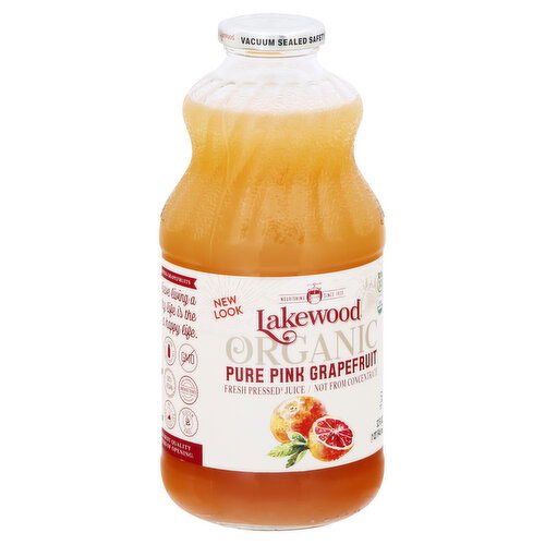 Lakewood Juice, Organic, Pure Pink Grapefruit, Fresh Pressed