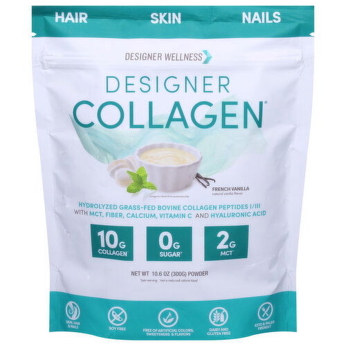 Designer Wellness Designer Collagen, French Vanilla, Powder