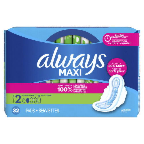 Always Maxi Pads with Wings, Size 2