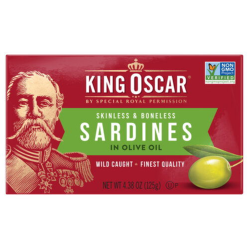 King Oscar Sardines, in Olive Oil, Skinless & Boneless, Wild Caught