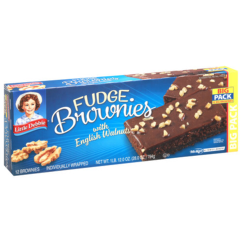 Little Debbie Brownies with English Walnuts, Fudge, Big Pack