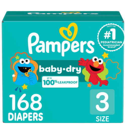 Pampers Baby Dry Pampers Baby Dry Diapers, Size 3, 16-28 lbs, 168 Count, Absorbent Disposable Diapers
