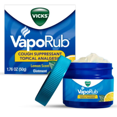 Vicks Vaporizing Decongestant VapoRub, Lemon Scent, Topical Chest Rub & Analgesic Over-the-Counter Medicine