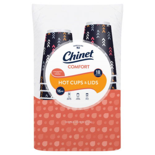 Chinet Cups & Lids, Hot, Comfort, 16 Ounce