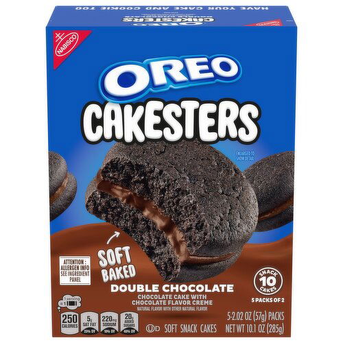 OREO Cakesters Double Chocolate Soft Snack Cakes, 5 Snack Packs