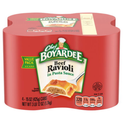Chef Boyardee Beef Ravioli in Pasta Sauce Value Pack