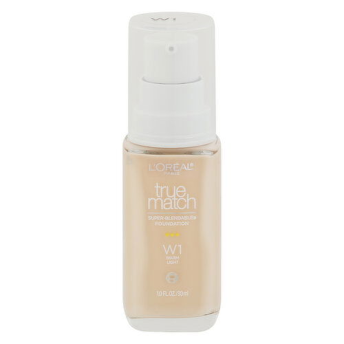 L'Oreal True Match Foundation, Super-Blendable, Warm Light W1