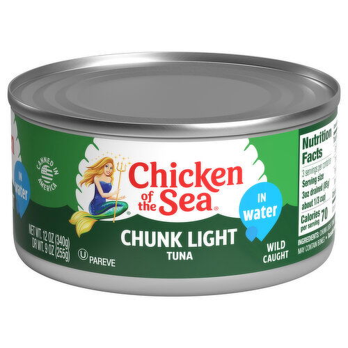 Chicken of the Sea Tuna, in Water, Chunk Light, Wild Caught