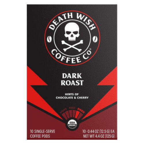 Death Wish Coffee Co Coffee, Dark Roast, Chocolate & Cherry, Single Serve Pods