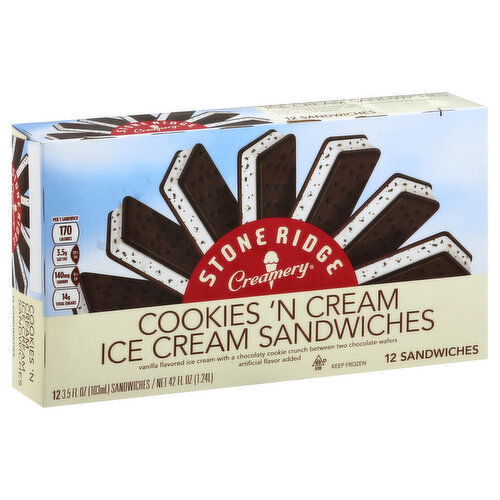 Stone Ridge Creamery Ice Cream Sandwiches, Cookies 'N Cream