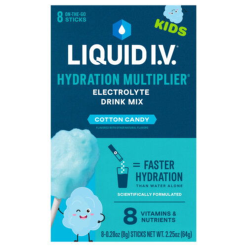 Liquid I.V. Hydration Multiplier Electrolyte Drink Mix, Cotton Candy, Kids