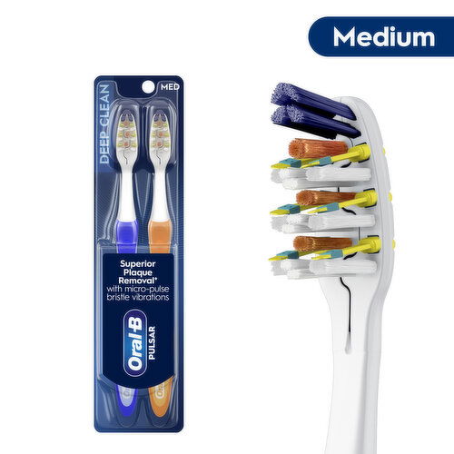Oral-B Pulsar Vibrating Expert Clean Pulsar Toothbrush, Vibrating Battery Toothbrush, Medium, 2 Count