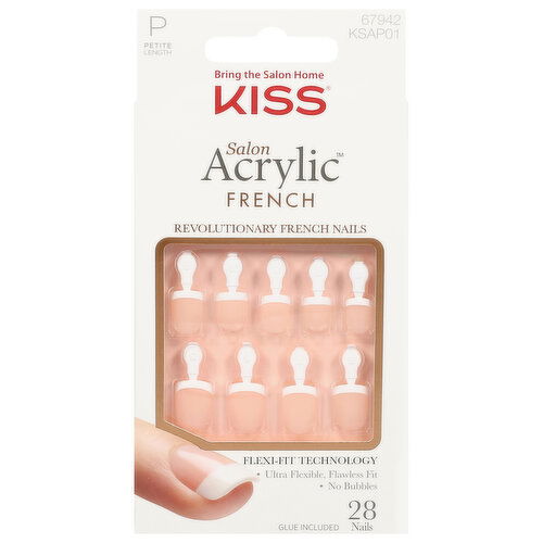 Kiss Salon Acrylic Nails, Revolutionary French, Petite Length