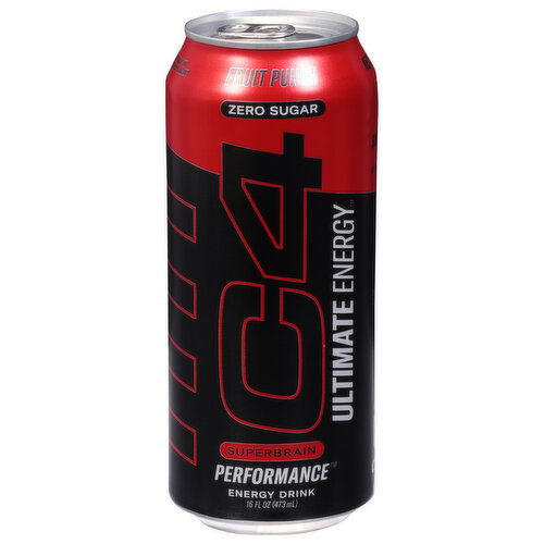 C4 Ultimate Energy Energy Drink, Perfomance, Zero Sugar, Fruit Punch